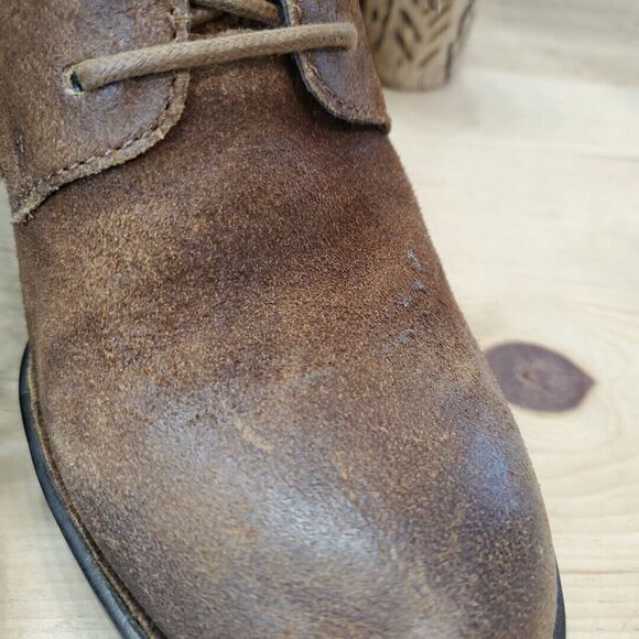 Born Women's 10M Jolene Boot Block Heel Oxford Brown Leather Shootie Lace Up - Picture 3 of 13